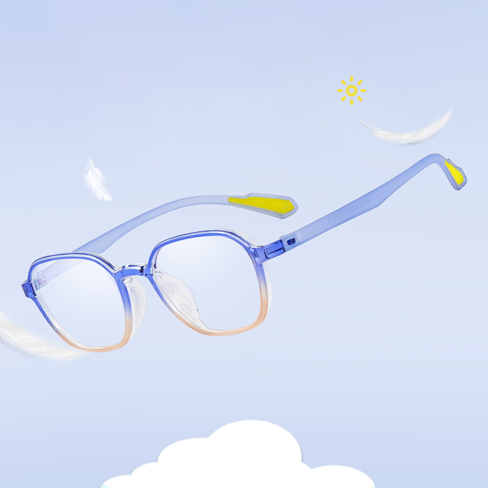 Lunettes à coussinet de nez en silicone souple à bords larges de couleur dégradée E7