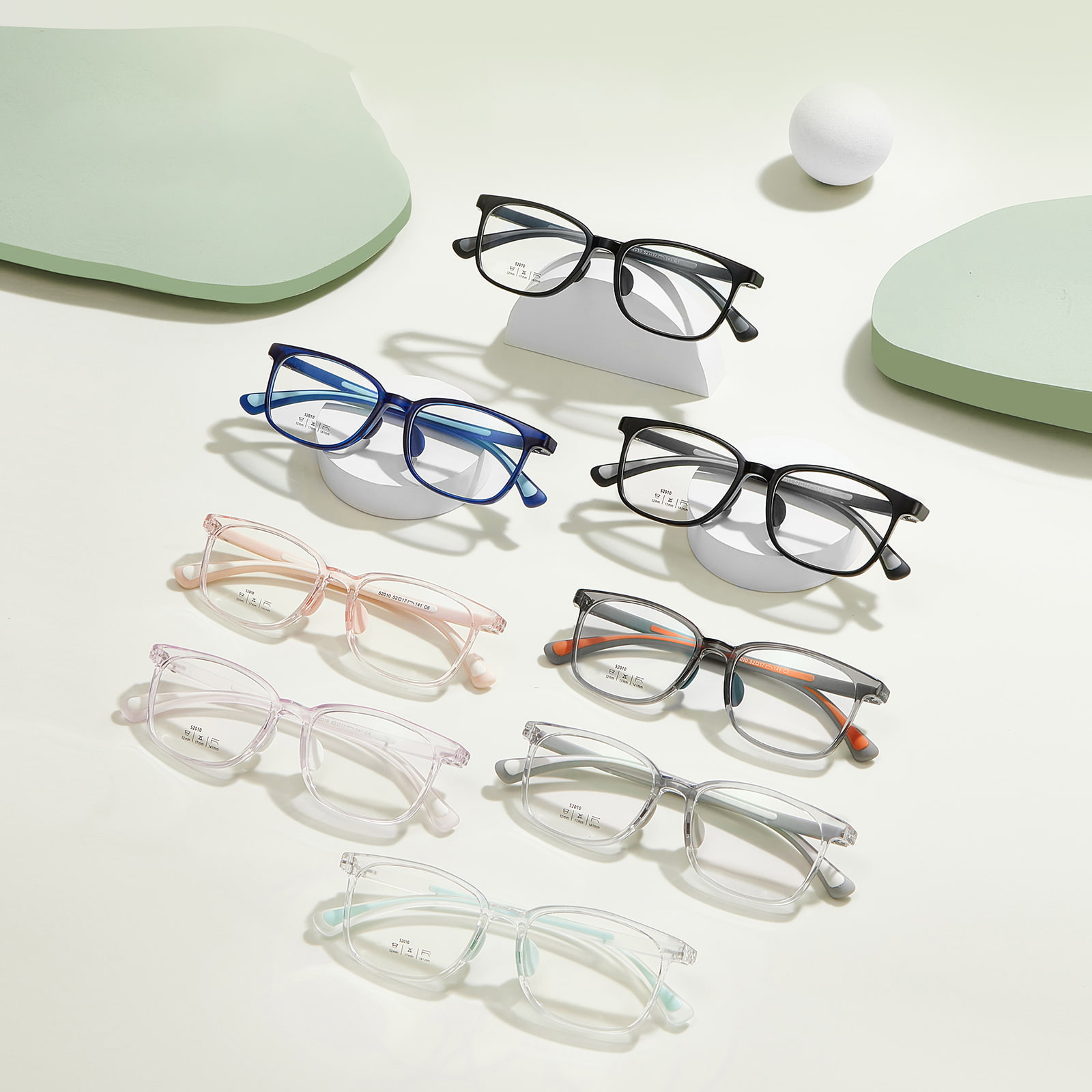 52010 Lunettes à plaquettes nasales en silicone souple amovibles à monture TR bicolore