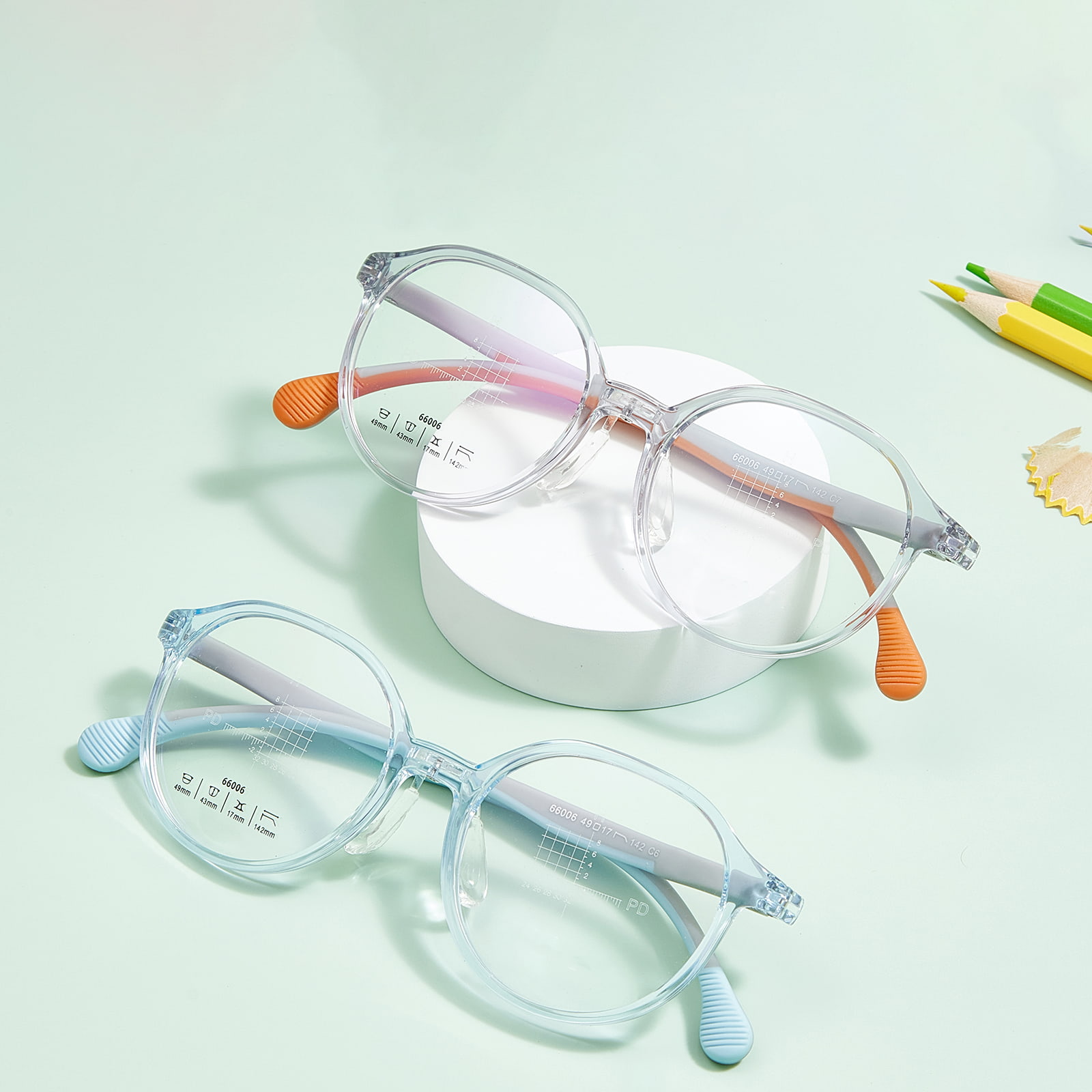 66006 Lunettes à coussinet nasal en silicone souple multicolores en forme de U pour enfants