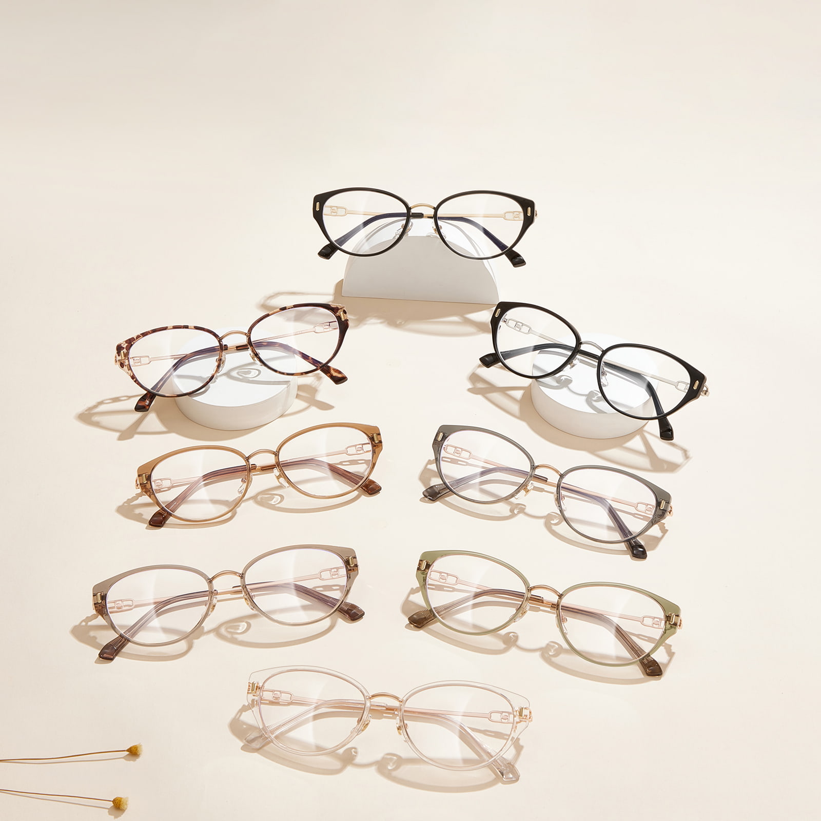 S12008 Lunettes anti-lumière bleue à anneau intérieur creux œil de chat