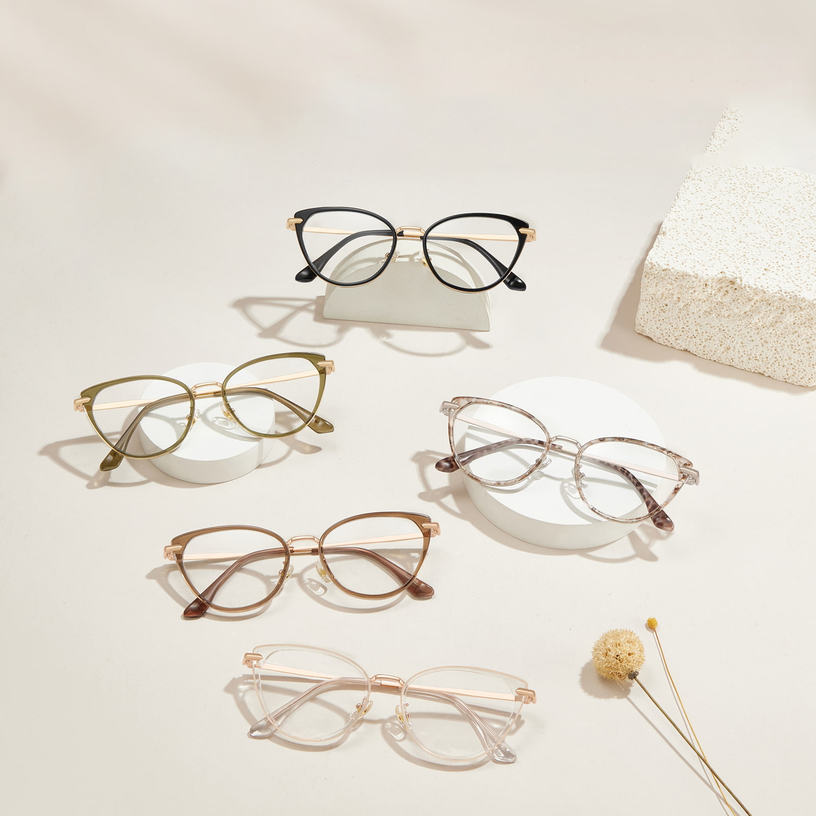 Lunettes anti-lumière bleue à bord métallique en colle dorée S11916