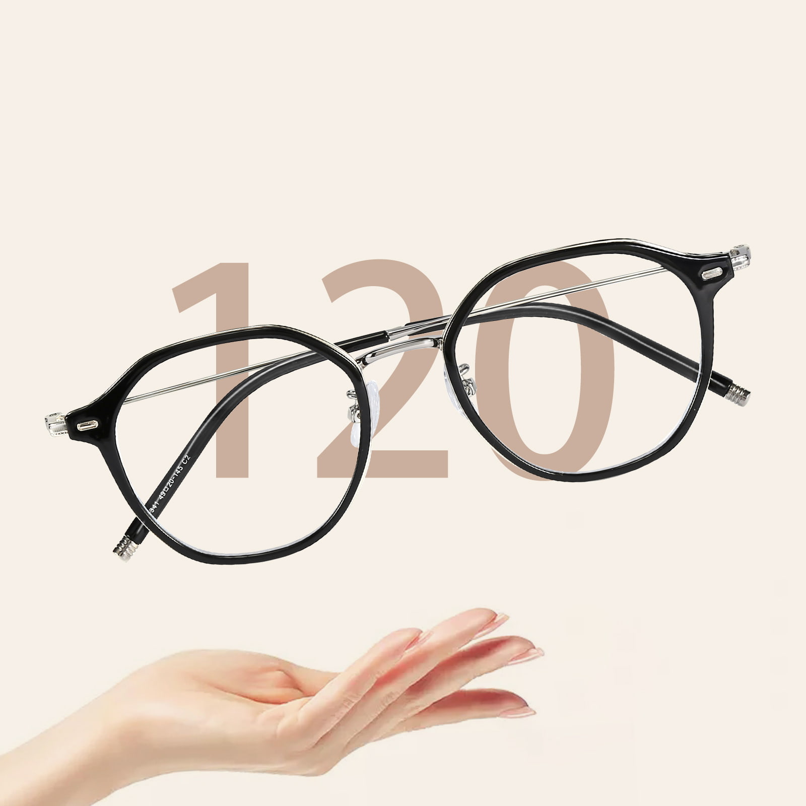 01341 Lunettes à colle dorée librement réglables, lunettes anti-lumière bleue