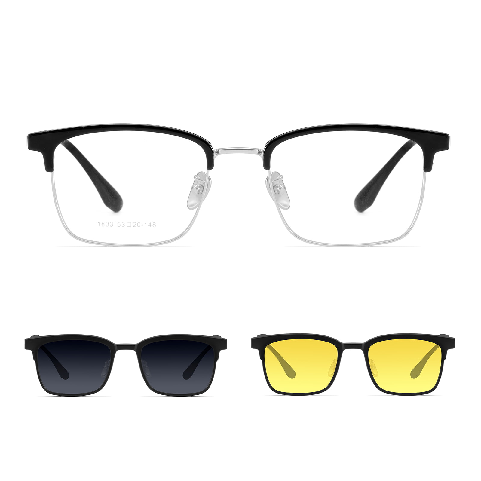 1803 Lunettes de soleil pour myopie au volant, ensemble magnétique 3 en 1 puissant