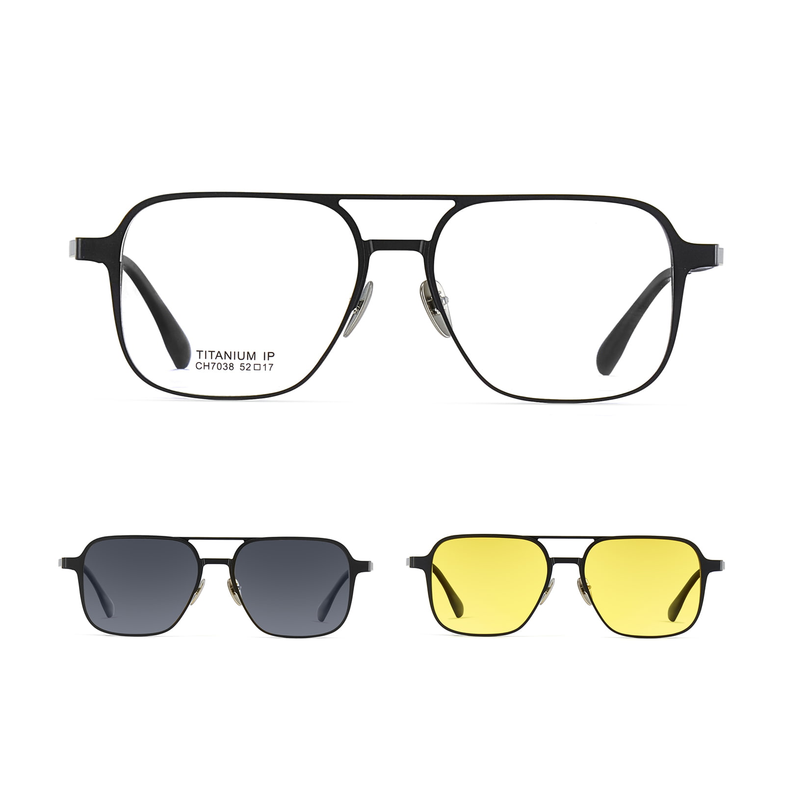 CH7038 Lunettes de soleil polarisées 3 en 1 à double faisceau en aluminium et magnésium pour myopie magnétique
