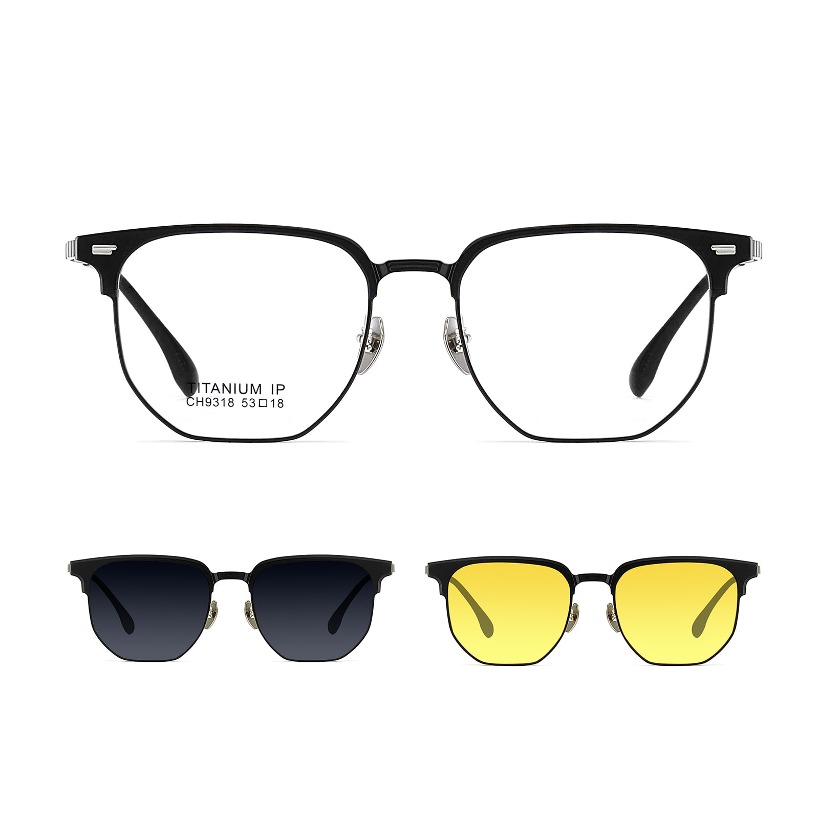 CH9318 Lunettes de soleil magnétiques 3 en 1 avec miroir polygonal Great Wall