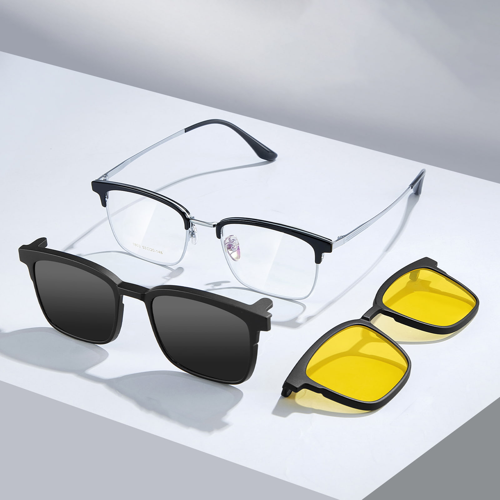 1803 Lunettes de soleil pour myopie au volant, ensemble magnétique 3 en 1 puissant