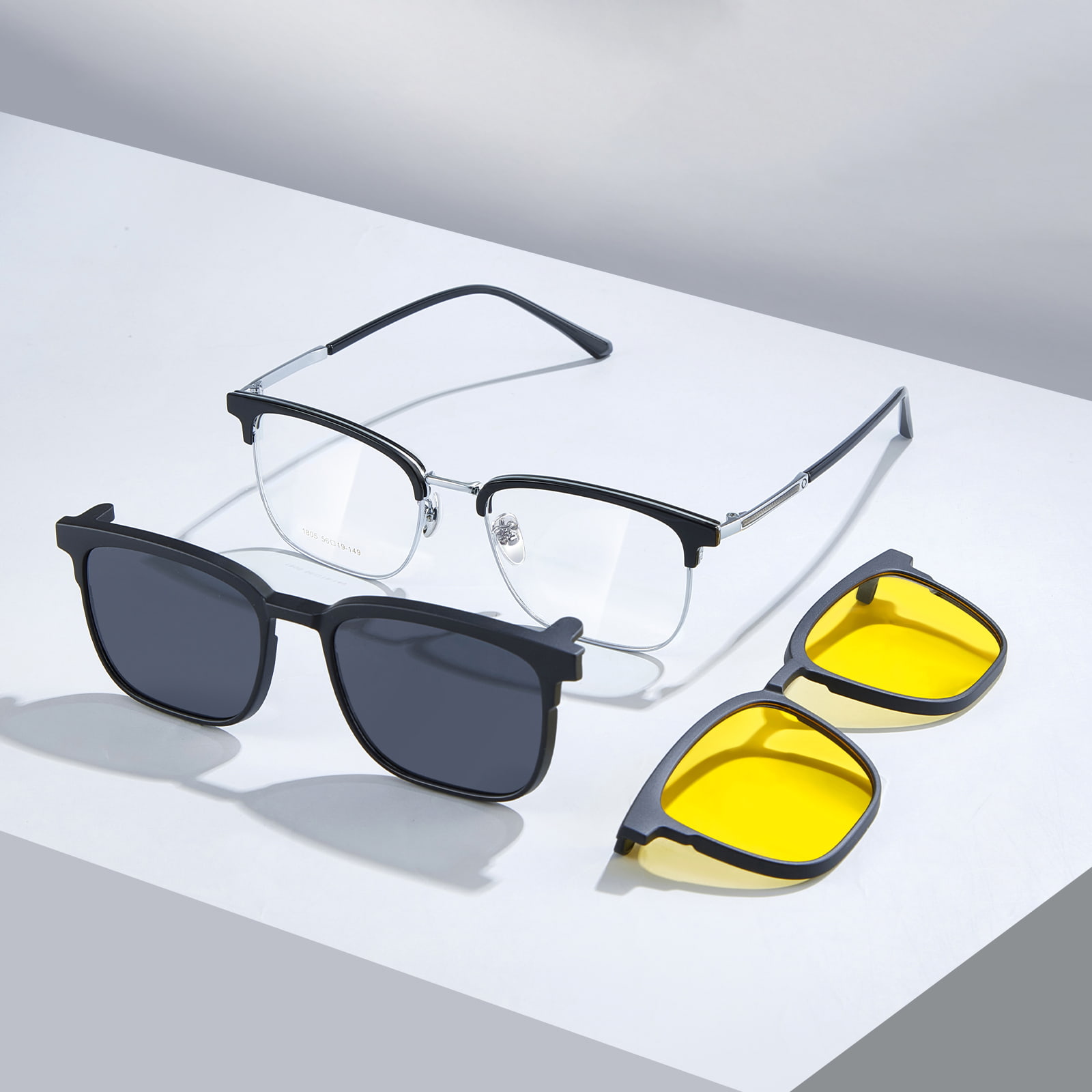 Lunettes de soleil magnétiques trois-en-un à polariseur magnétique à dégagement rapide et sans couture 1805