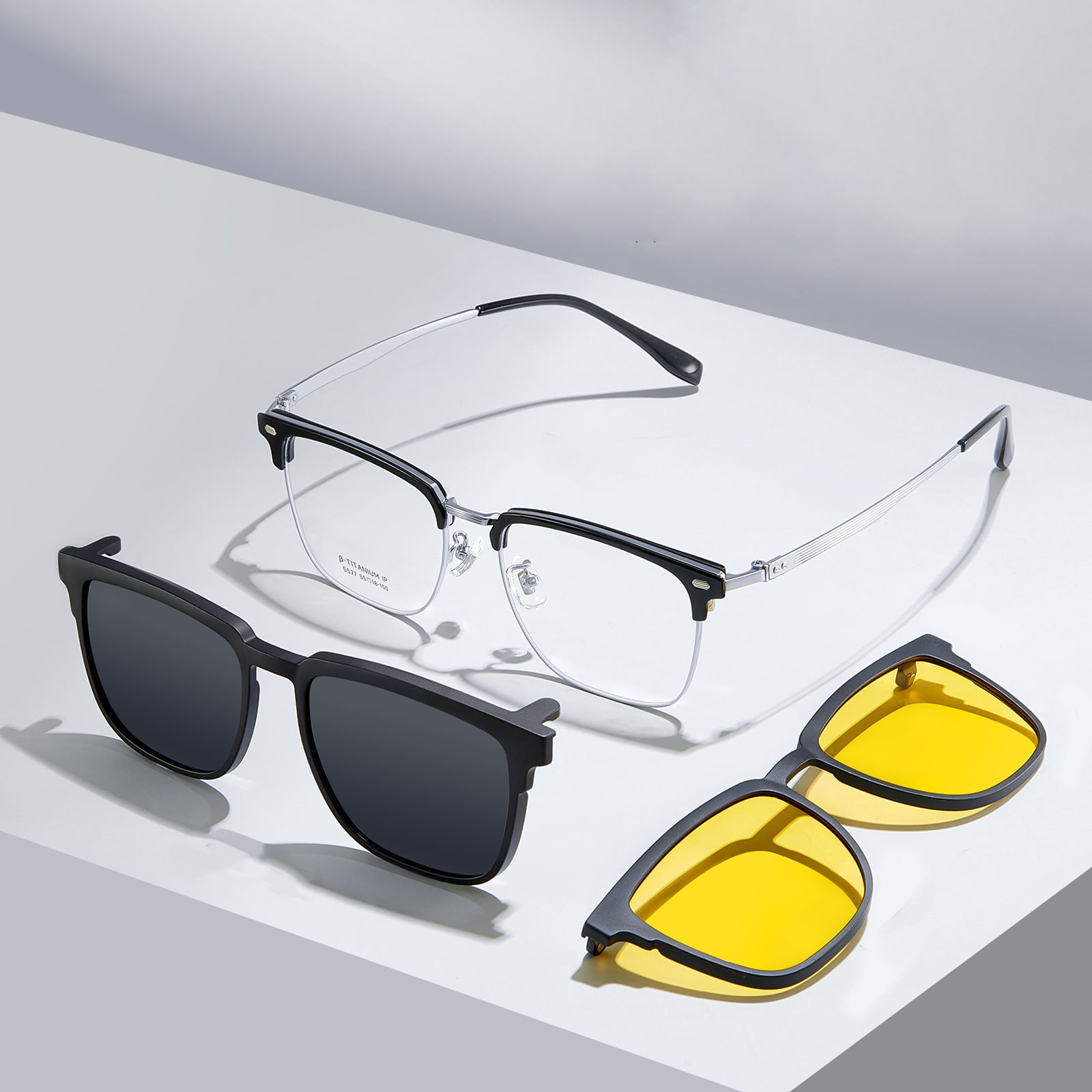 5577 Porte-sourcils de conduite portable 3 en 1 lunettes de soleil magnétiques
