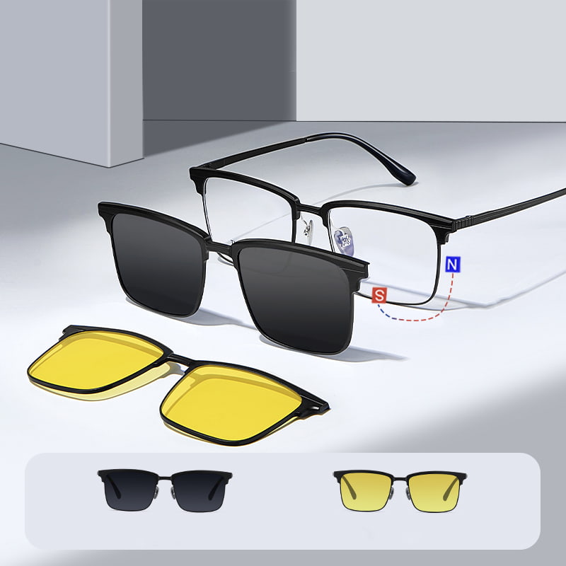 CH9202 Lunettes de soleil magnétiques une pièce trois-en-un pour myopie finement sculptées