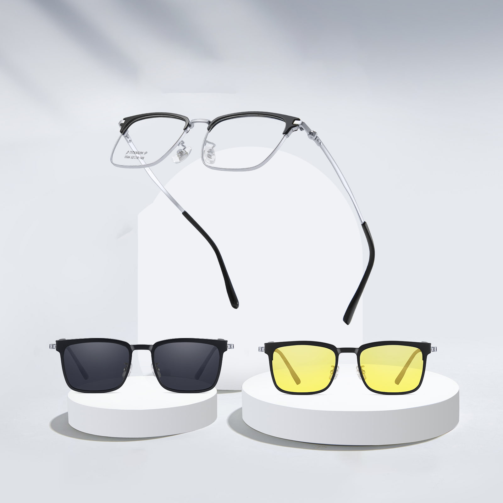 5566 Lunettes de soleil magnétiques 3 en 1 haute définition à aimant intégré invisible