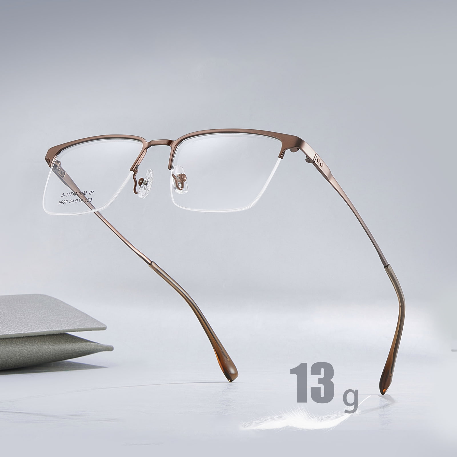 9999 Lunettes de soleil magnétiques à demi-monture brossées trois-en-un
