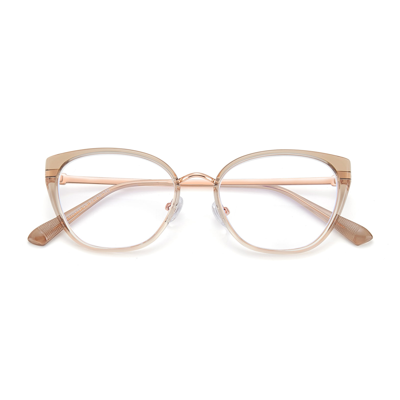 210448 Lunettes transparentes anti-lumière bleue avec lettres rayées œil-de-chat
