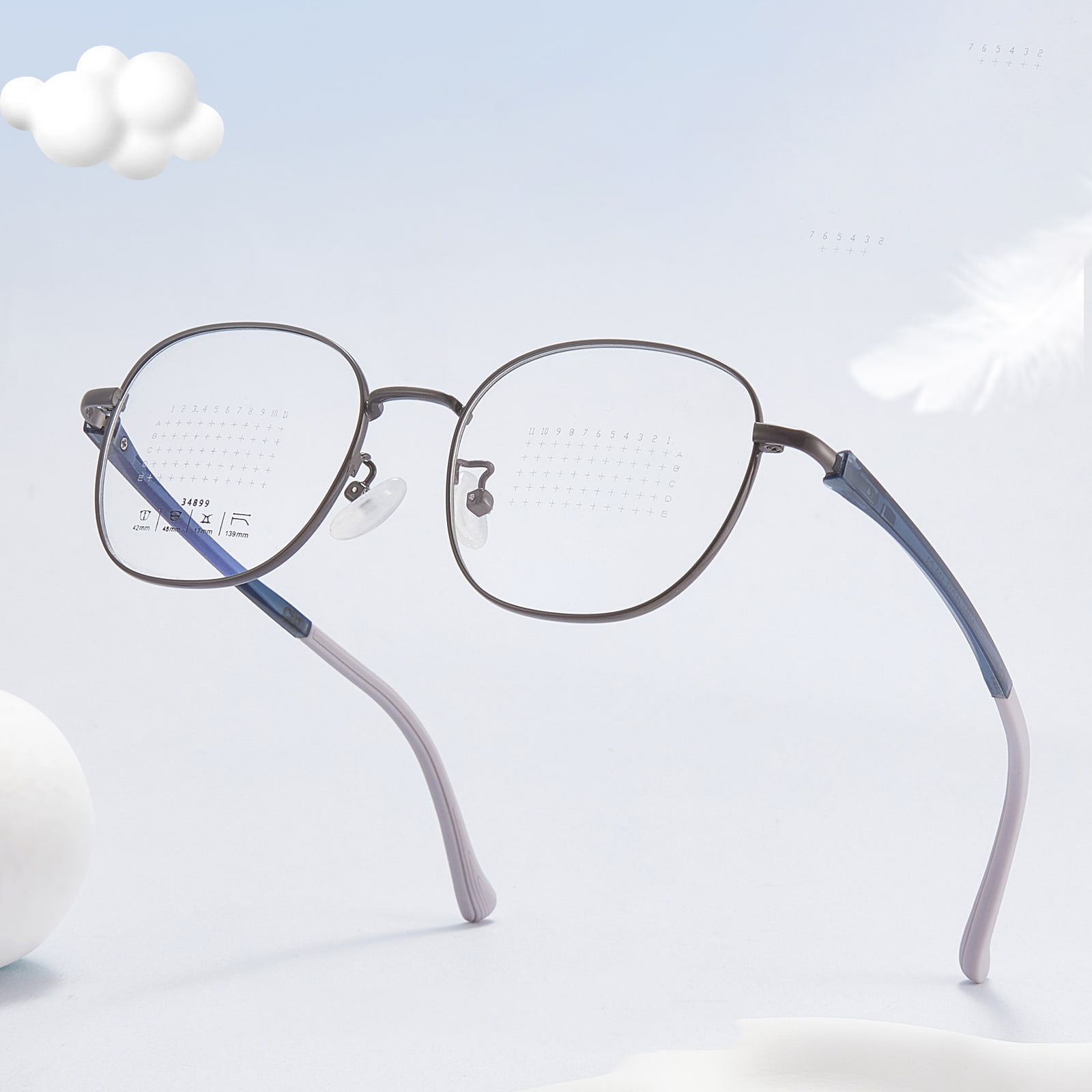34899 branches rondes TR90 sans appuyer sur l'arête du nez lunettes en alliage